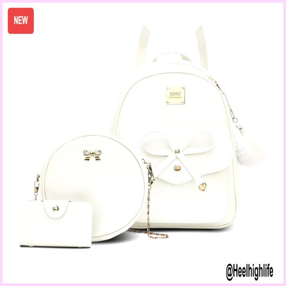 PU Leather Mini Backpack Set with Crossbody Bag and Wallet main image 4